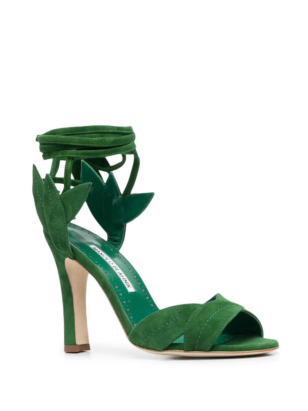Women Manolo Blahnik 110mm Leaf-motif Leather Sandals 2 Women Manolo Blahnik 110mm Leaf-motif Leather Sandals - Image 2