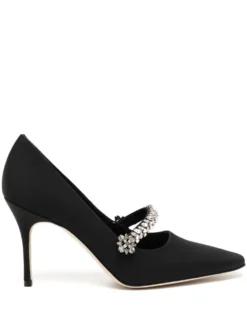 Women Manolo Blahnik 100mm Crystal-embellished Leather Pumps