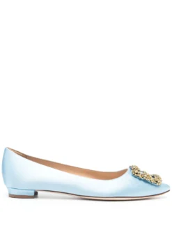 Women Manolo Blahnik Hangisiflat Jewel-buckle Ballerinas