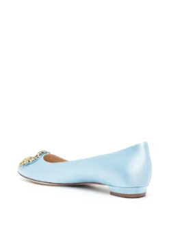 Women Manolo Blahnik Hangisiflat Jewel-buckle Ballerinas -Manolo Blahnik 20013367 45132721 1000