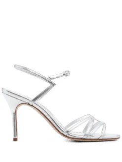 Women Manolo Blahnik 90mm Metallic-effect Leather Sandals