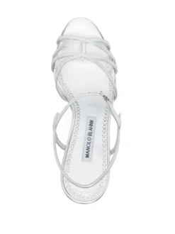 Women Manolo Blahnik 90mm Metallic-effect Leather Sandals -Manolo Blahnik 20051732 45207913 1000