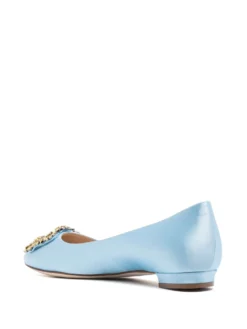 Women Manolo Blahnik Jewel Buckled Satin Ballerina Shoes -Manolo Blahnik 20096870 45321605 1000