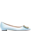 Women Manolo Blahnik Jewel Buckled Satin Ballerina Shoes