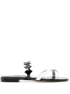 Women Manolo Blahnik Sulafa Leather Flat Sandals
