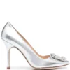 Women Manolo Blahnik Hangisi 100mm Metallic Pumps