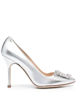 Women Manolo Blahnik Hangisi 100mm Metallic Pumps