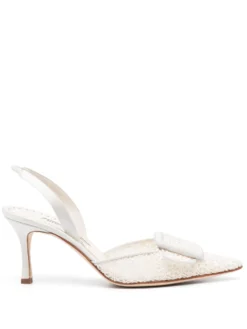 Women Manolo Blahnik Lace-panelling Buckle-detail Pumps