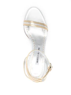 Women Manolo Blahnik 90mm Metallic Leather Sandals -Manolo Blahnik 20547749 50559937 1000