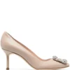 Women Manolo Blahnik Hangisi 70mm Crystal-buckle Leather Pumps