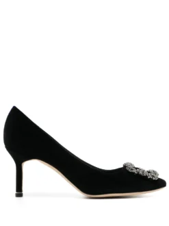 Women Manolo Blahnik Hangisi 70mm Crystal-buckle Velvet Pumps