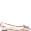 Women Manolo Blahnik Hangisiflat Crystal-buckle Ballerina Shoes