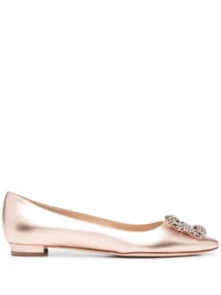 Women Manolo Blahnik Hangisiflat Crystal-buckle Ballerina Shoes
