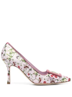 Women Manolo Blahnik 90mm Floral-print Leather Pumps