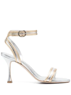 Women Manolo Blahnik Chongasa 90mm Metallic Leather Sandals