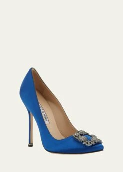 Manolo Blahnik HANGISI 115MM SATIN CRYSTAL-TOE PUMP -Manolo Blahnik bg 2187091 100380 a 1