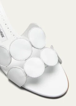 Manolo Blahnik HARIBALMU LEATHER SLIDE MULES, WHITE -Manolo Blahnik bg 4029305 100189 z