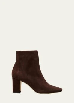 Manolo Blahnik ROSIE SUEDE ZIP ANKLE BOOTIES