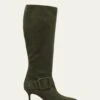 Manolo Blahnik BAYHI SUEDE BUCKLE MID BOOTS