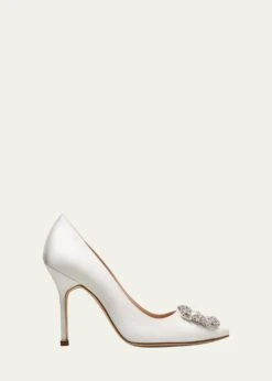 Manolo Blahnik HANGSI SATIN CRYSTAL-BUCKLE PUMPS