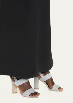 Manolo Blahnik KHAN METALLIC TWO BAND SLINGBACK SANDALS -Manolo Blahnik bg 4260410 100178 a 1