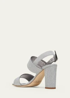 Manolo Blahnik KHAN METALLIC TWO BAND SLINGBACK SANDALS -Manolo Blahnik bg 4260410 100178 c 1