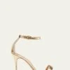 Manolo Blahnik CHAOS METALLIC ANKLE-STRAP STILETTO SANDALS