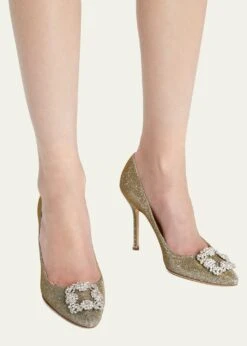 Manolo Blahnik HANGISI 105MM METALLIC BUCKLE PUMPS 14 Manolo Blahnik HANGISI 105MM METALLIC BUCKLE PUMPS -Manolo Blahnik bg 4264289 100284 a 1