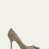 Manolo Blahnik HANGISI 105MM METALLIC BUCKLE PUMPS