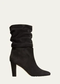 Manolo Blahnik CALASSO SUEDE SLOUCHY MID BOOTIES