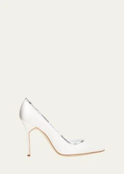 Manolo Blahnik BB 105MM SILK CRYSTAL STILETTO PUMPS