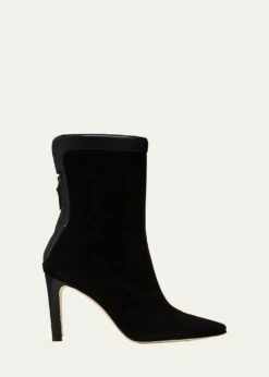 Manolo Blahnik ZUFAPLA SUEDE STILETTO ANKLE BOOTIES