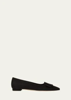 Manolo Blahnik MAYSALE SUEDE BUCKLE BALLERINA FLATS
