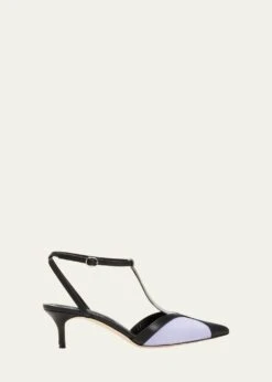 Manolo Blahnik CATILLOSO BICOLOR T-STRAP MULE PUMPS