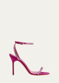 Manolo Blahnik CRINASTRA CRYSTAL ANKLE-STRAP SANDALS