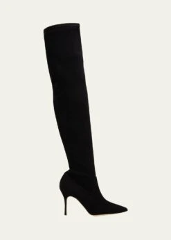 Manolo Blahnik PASCHALARI SUEDE OVER-THE-KNEE BOOTS