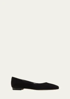 Manolo Blahnik GELISTA SUEDE BALLERINA FLATS
