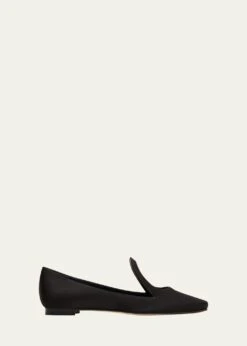 Manolo Blahnik FUGALO SATIN CUTOUT FLAT LOAFERS