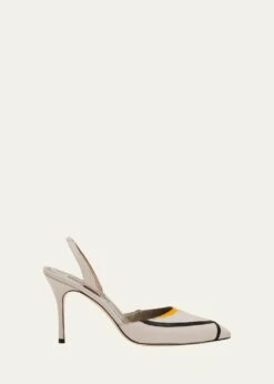 Manolo Blahnik RINAM TRICOLOR LEATHER SLINGBACK PUMPS