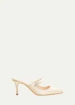 Manolo Blahnik CAMPARI SATIN MARY JANE MULES