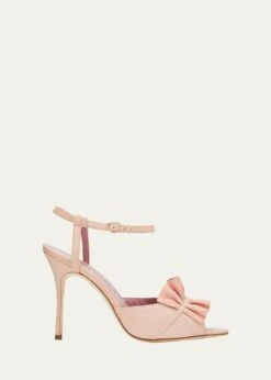 Manolo Blahnik KHEDNI RUFFLE PEEP-TOE STILETTO PUMPS