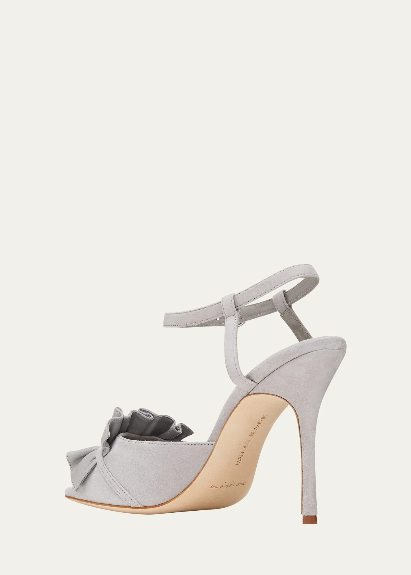 Manolo Blahnik KHEDNI RUFFLE PEEP-TOE SUEDE SANDALS 2 Manolo Blahnik KHEDNI RUFFLE PEEP-TOE SUEDE SANDALS - Image 2