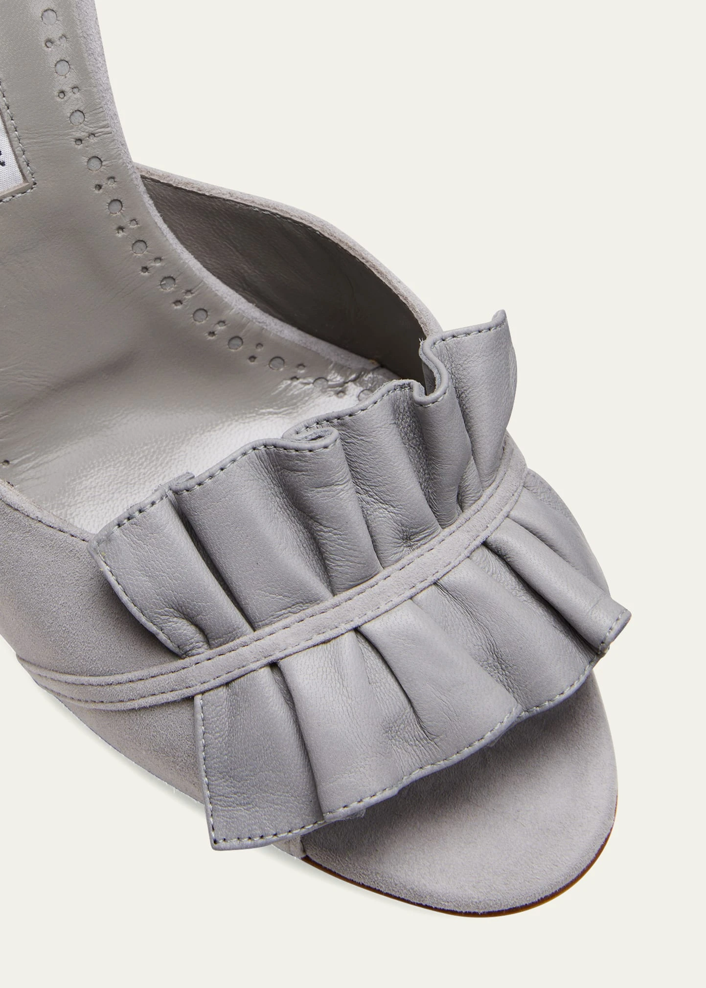 Manolo Blahnik KHEDNI RUFFLE PEEP-TOE SUEDE SANDALS 5 Manolo Blahnik KHEDNI RUFFLE PEEP-TOE SUEDE SANDALS - Image 5