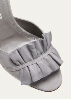 Manolo Blahnik KHEDNI RUFFLE PEEP-TOE SUEDE SANDALS 7 Manolo Blahnik KHEDNI RUFFLE PEEP-TOE SUEDE SANDALS -Manolo Blahnik bg 4436005 100168 z