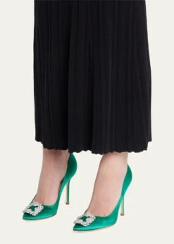 Manolo Blahnik HANGISI BUCKLE SATIN PUMPS -Manolo Blahnik bg 4436008 100363 a 1