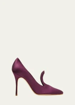 Manolo Blahnik PIGAFA SATIN CUTOUT STILETTO PUMPS