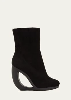 Manolo Blahnik SUEDE CUTOUT BOOTIES