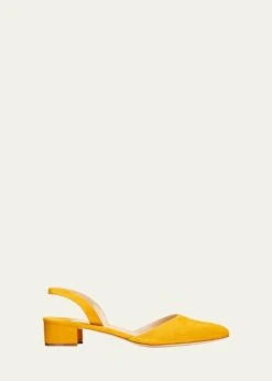 Manolo Blahnik ASPRO SUEDE SLINGBACK BALLERINA PUMPS