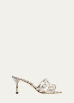 Manolo Blahnik IACOPO SNAKESKIN MULE SANDALS