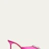 Manolo Blahnik HANGISIMU SATIN CRYSTAL BUCKLE MULES